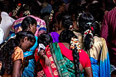 Pilgrims inside the Swamimalai temple.